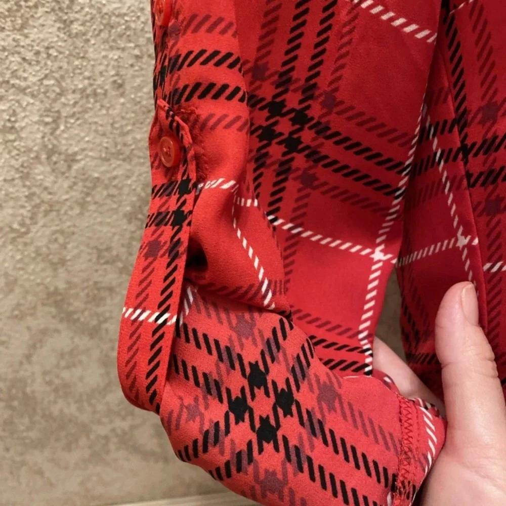 Express Red Plaid Button Down Shirt
